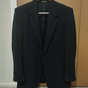 Pierre Cardin 42L Navy Blue 100% Worsted Wool Sport Coat Blazer